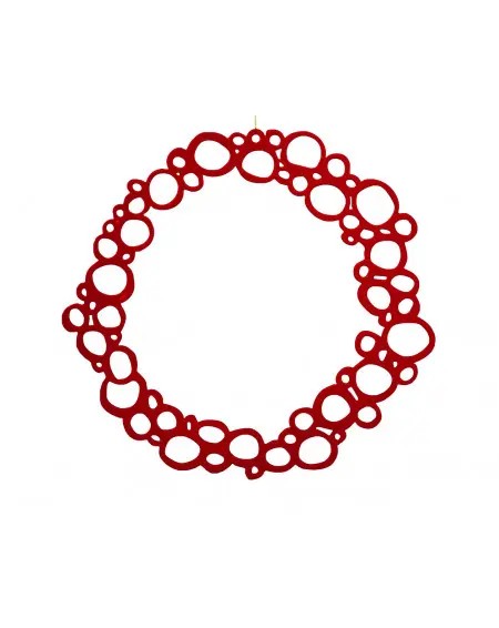 Couronne de Noël à suspendre rouge brillant