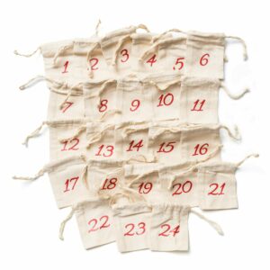 24 pochons en tissu réutilisables coton rouge