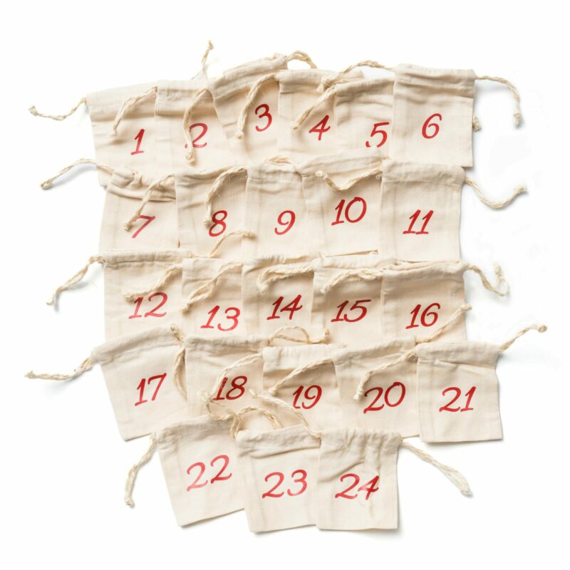 24 pochons en tissu réutilisables coton rouge