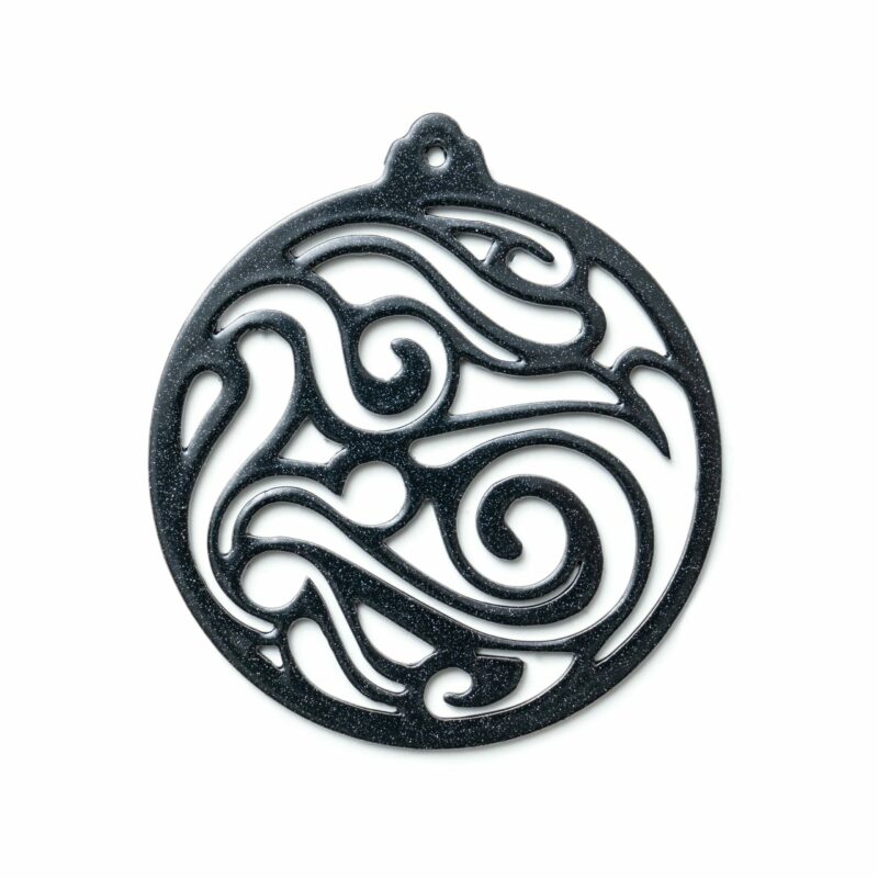 Boules de Noël en métal design noir mica perlé