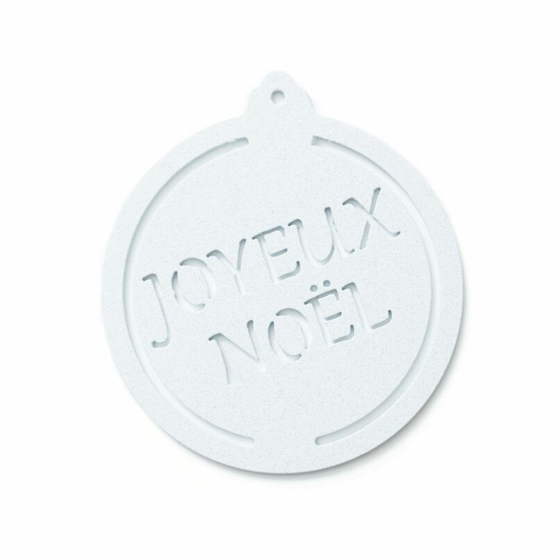 Boules de Noël en métal joyeux noël blanc métallisé