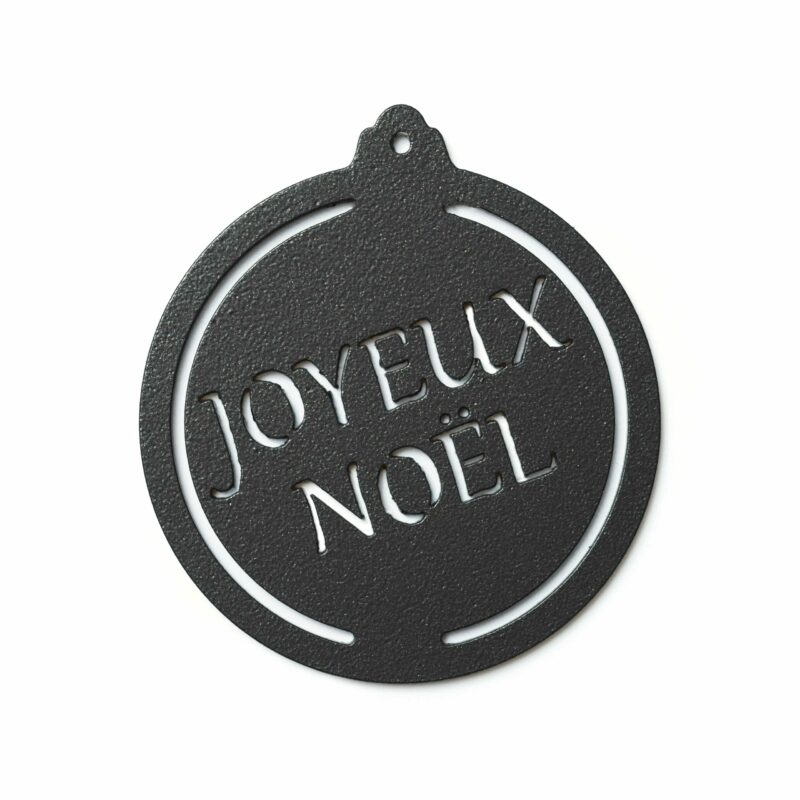 Boules de Noël en métal joyeux noël noir mica perlé