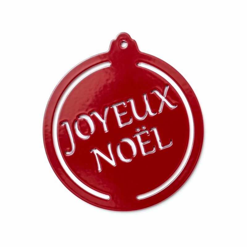 Boules de Noël en métal joyeux noël rouge brillant