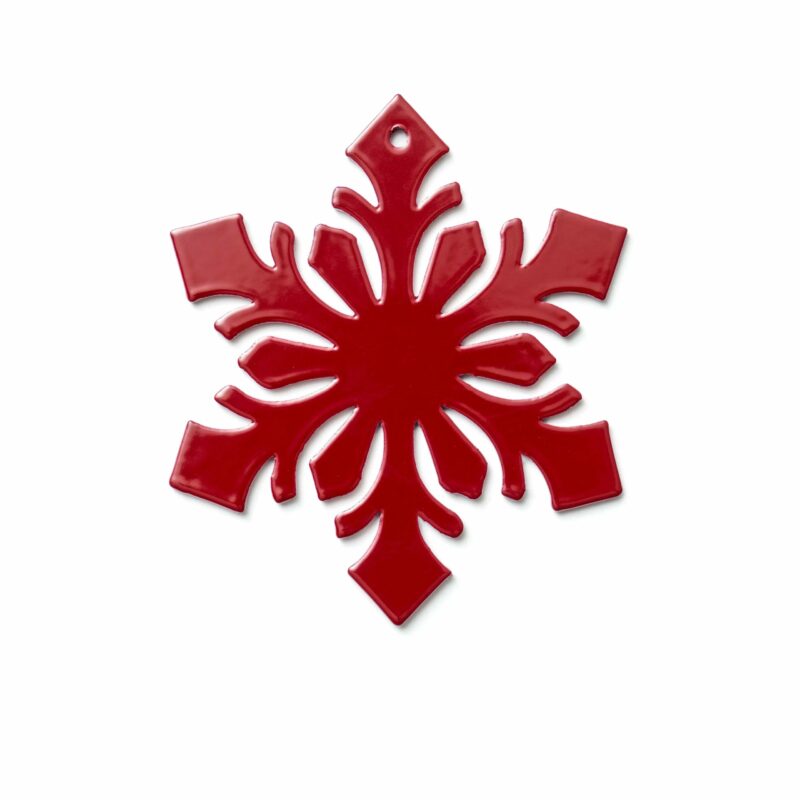 Boules de Noël en métal flocon rouge brillant