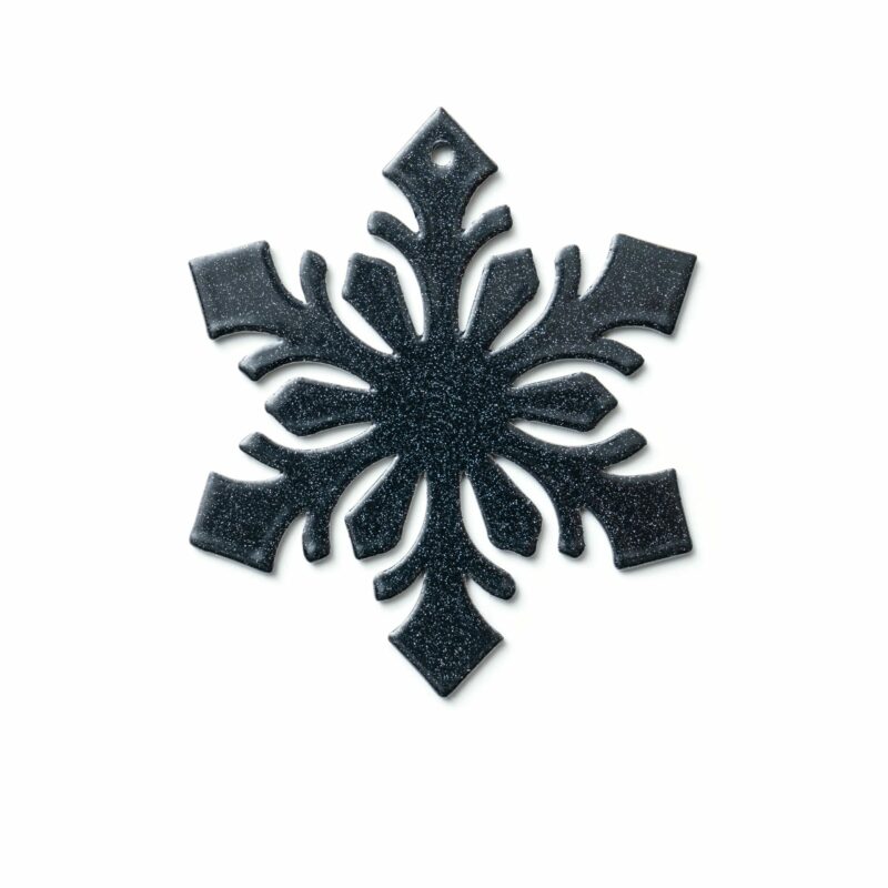 Boules de Noël en métal flocon noir mica perlé