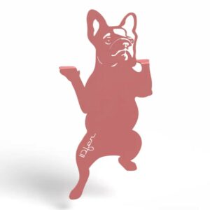 chien à suspendre en métal vieux rose