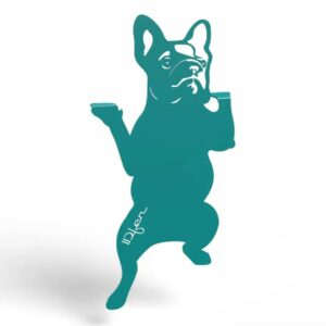 chien à suspendre en métal bleu turquoise