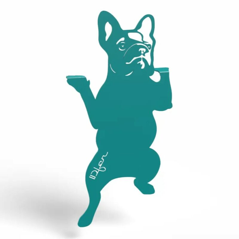 chien à suspendre en métal bleu turquoise