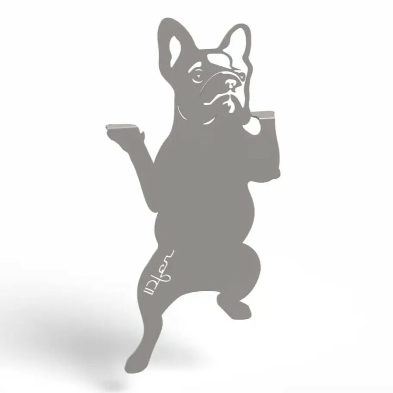 chien à suspendre en métal gris platine