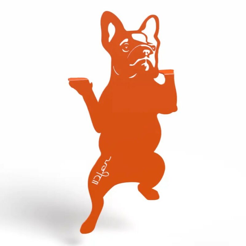 chien à suspendre en métal orange pur