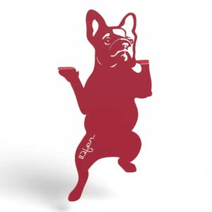 chien à suspendre en métal rouge framboise