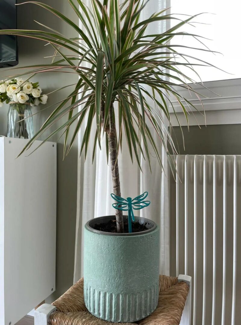 mini piquet libellule en métal bleu turquoise