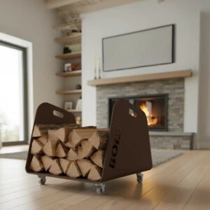 rangement bois en métal