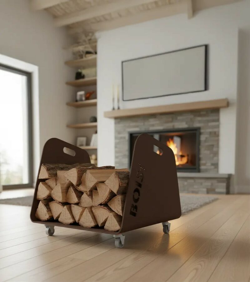 rangement bois en métal